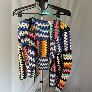 NWOT POL Multicolor Patchwork Cardigan